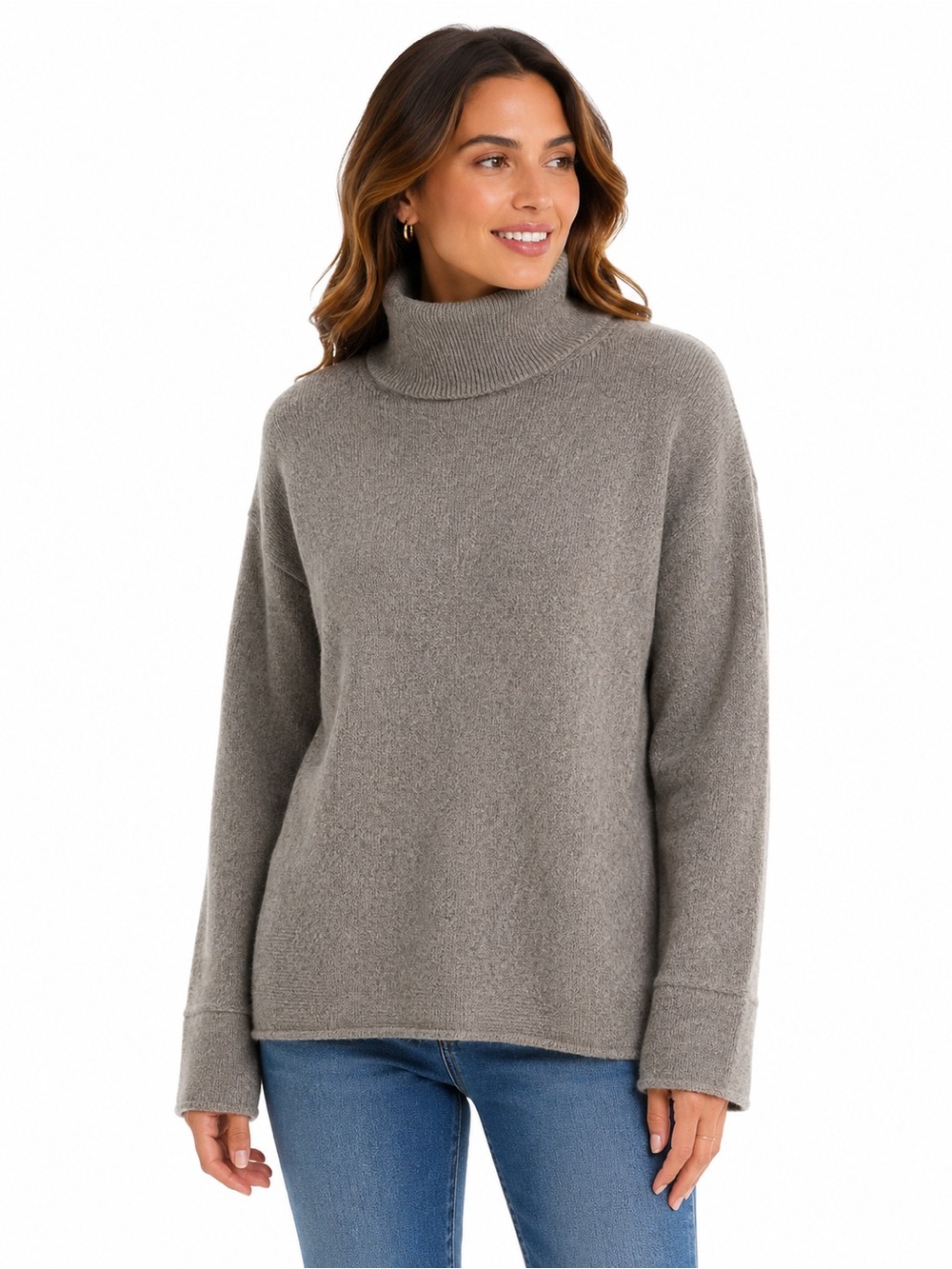 Everlane 100% Cashmere Turtleneck Sweater Heather Taupe Brown Women’s Size xs